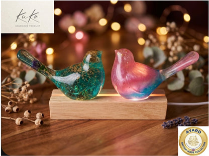 Handmade Resin Bird Pair LED Night Light