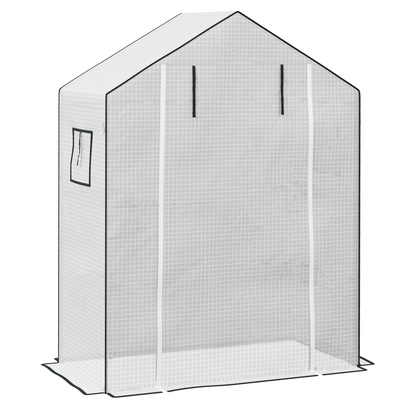 PE Greenhouse Cover Replacement with Door and Mesh Windows, White