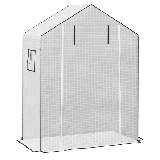 PE Greenhouse Cover Replacement with Door and Mesh Windows, White