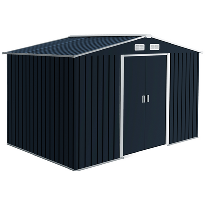 9 x 6 ft Dark Grey Metal Garden Storage Shed