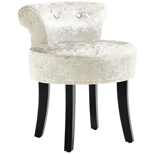 Dressing Table Stool Vanity Seat w/ Rubber Wood Legs Bedroom - Beige