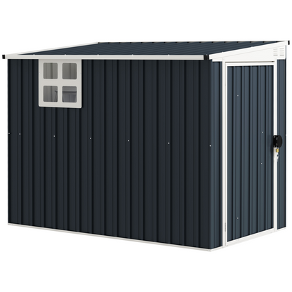 7.6 x 4ft Outdoor Garden Storage Shed with Window, Dark Grey