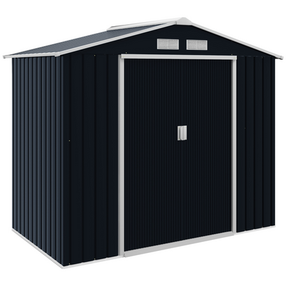 7 x 4ft Metal Garden Storage Shed Grey
