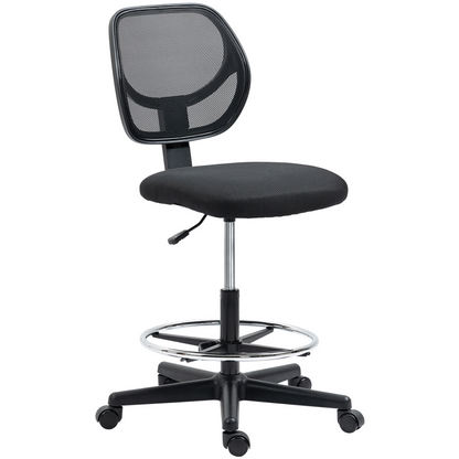 Draughtsman Chair Tall Office Chair w/ Adjustable Footrest Ring Black