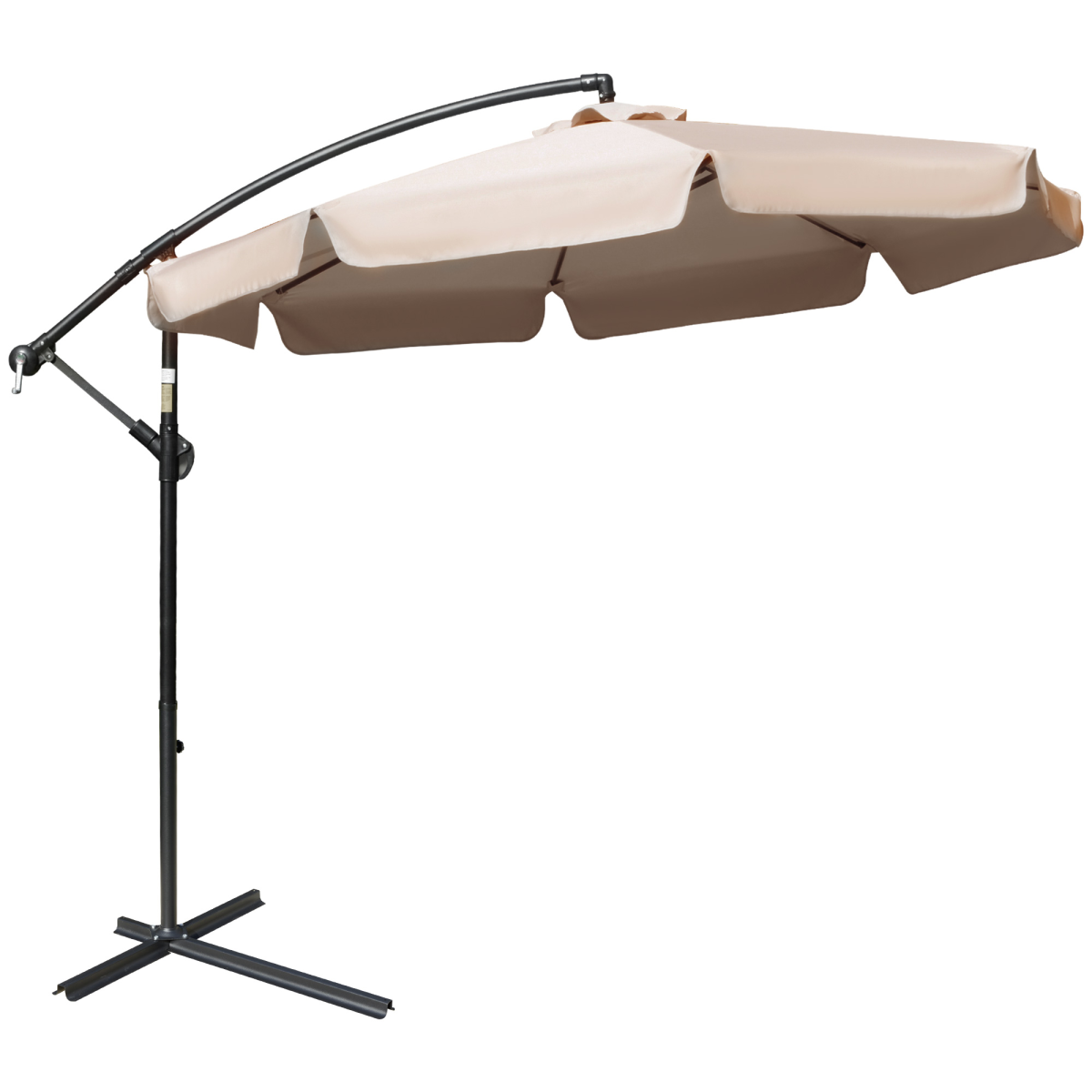2.7m Garden Cantilever Banana Parasol Sun Shade w/ Crank, Light Brown
