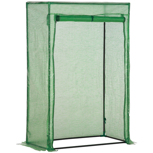 Greenhouse PE Cover w/ Zipper Roll-up Door Outdoor, Green