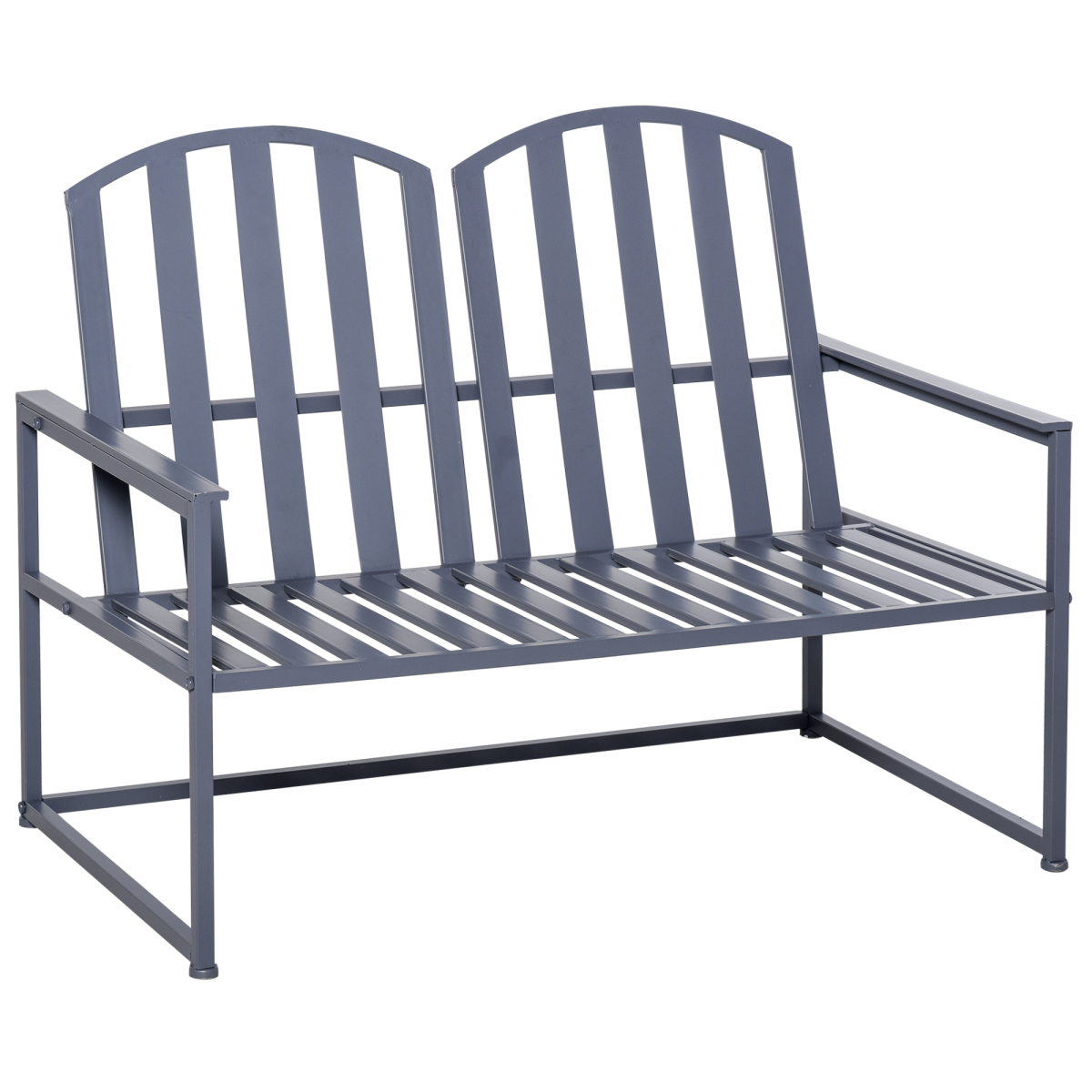 2 Seat Steel Patio Garden Bench Chair Slat Design Backyard Porch
