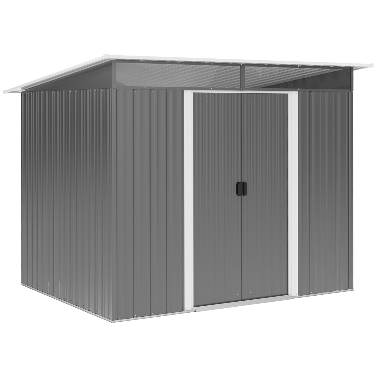 Garden Shed Outdoor Storage Tool Organizer w/ Double Sliding Door Grey