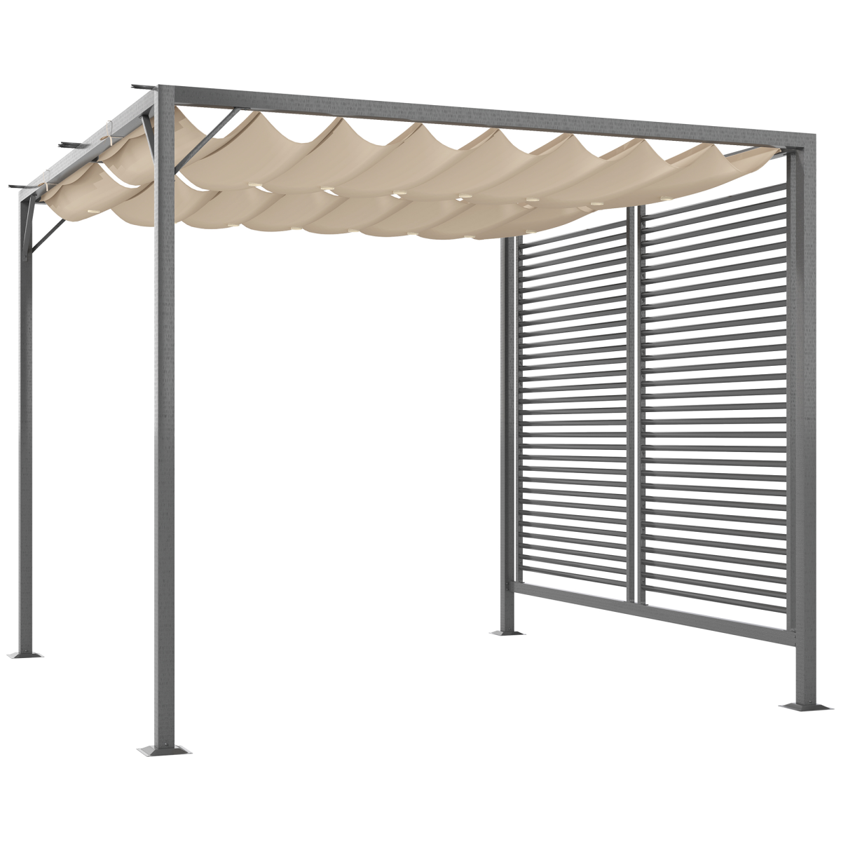 Metal Pergola Patio Sun Shelter Grape Tent Retractable Canopy UV Cut