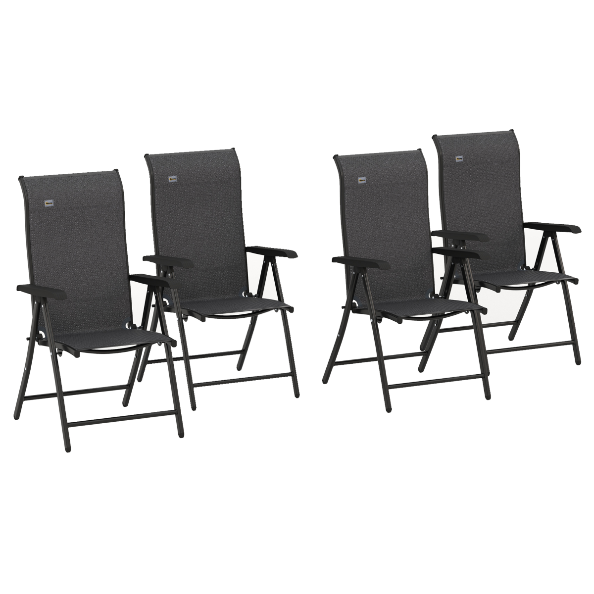 Outsunny Set of 4 Outdoor Rattan Folding Chair Set w/ Adjustable Backrest Grey