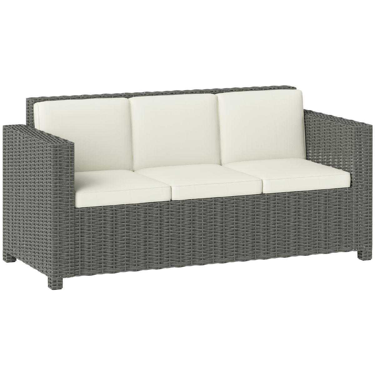 Rattan Wicker 3-seater Sofa Chair Patio Furniture w/ Cushion Cream