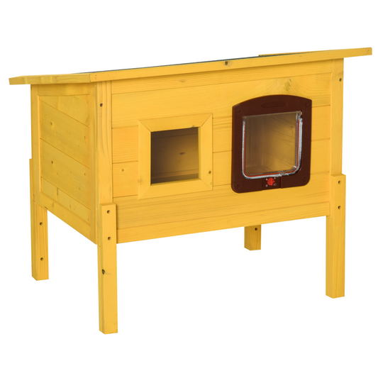 Wooden Cat House Pet Home Outdoor Waterproof Door Roof Shelter Garden