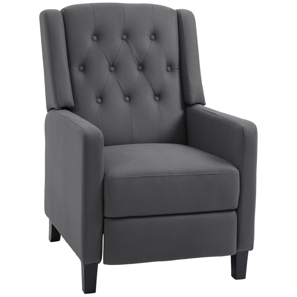 Button Tufted Microfibre Cloth Recliner Armchair for Living Room, Grey