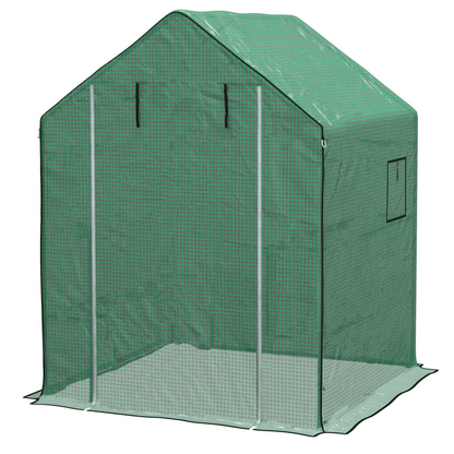 Walk-in Greenhouse Cover Replacement with Door and Mesh Windows, Green