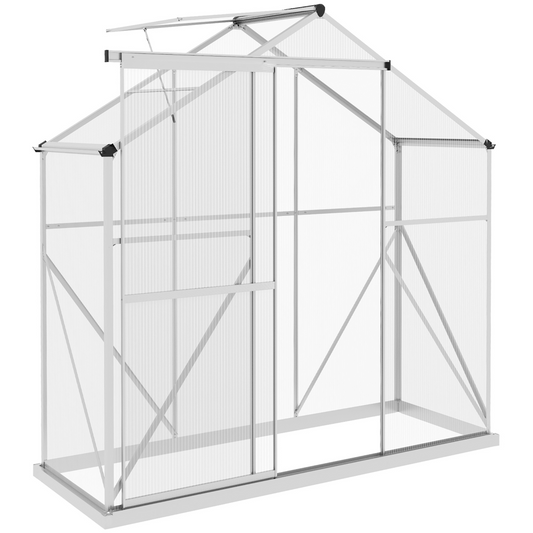 Polycarbonate Greenhouse Aluminium Green House, Silver 6 x 2.5ft