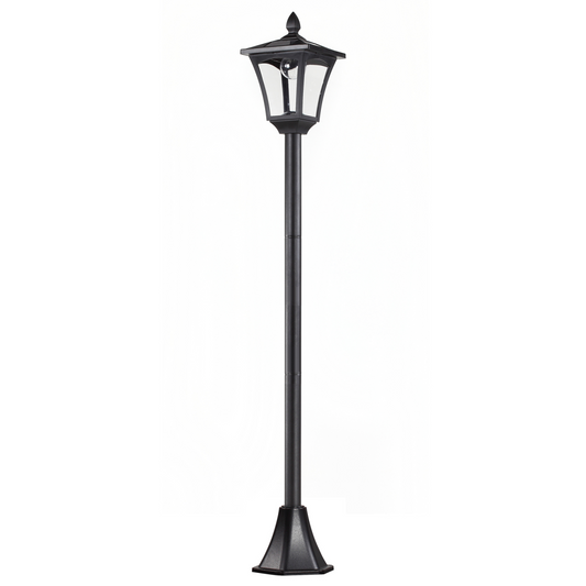 Solar Powered Lamp Post, IP44, 18Lx18Wx160H cm-Black