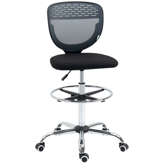 Draughtsman Chair, Tall Office Chair with Lumbar Support, Grey