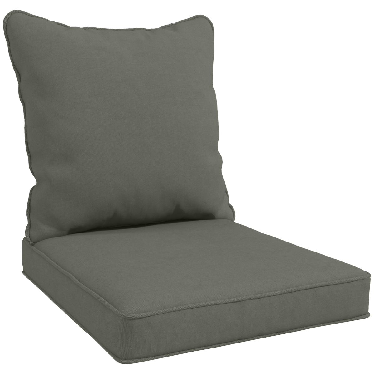 One-piece Outdoor Back and Seat Cushion for Garden, Charcoal Grey
