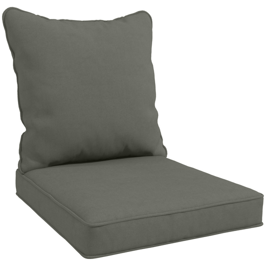 One-piece Outdoor Back and Seat Cushion for Garden, Charcoal Grey