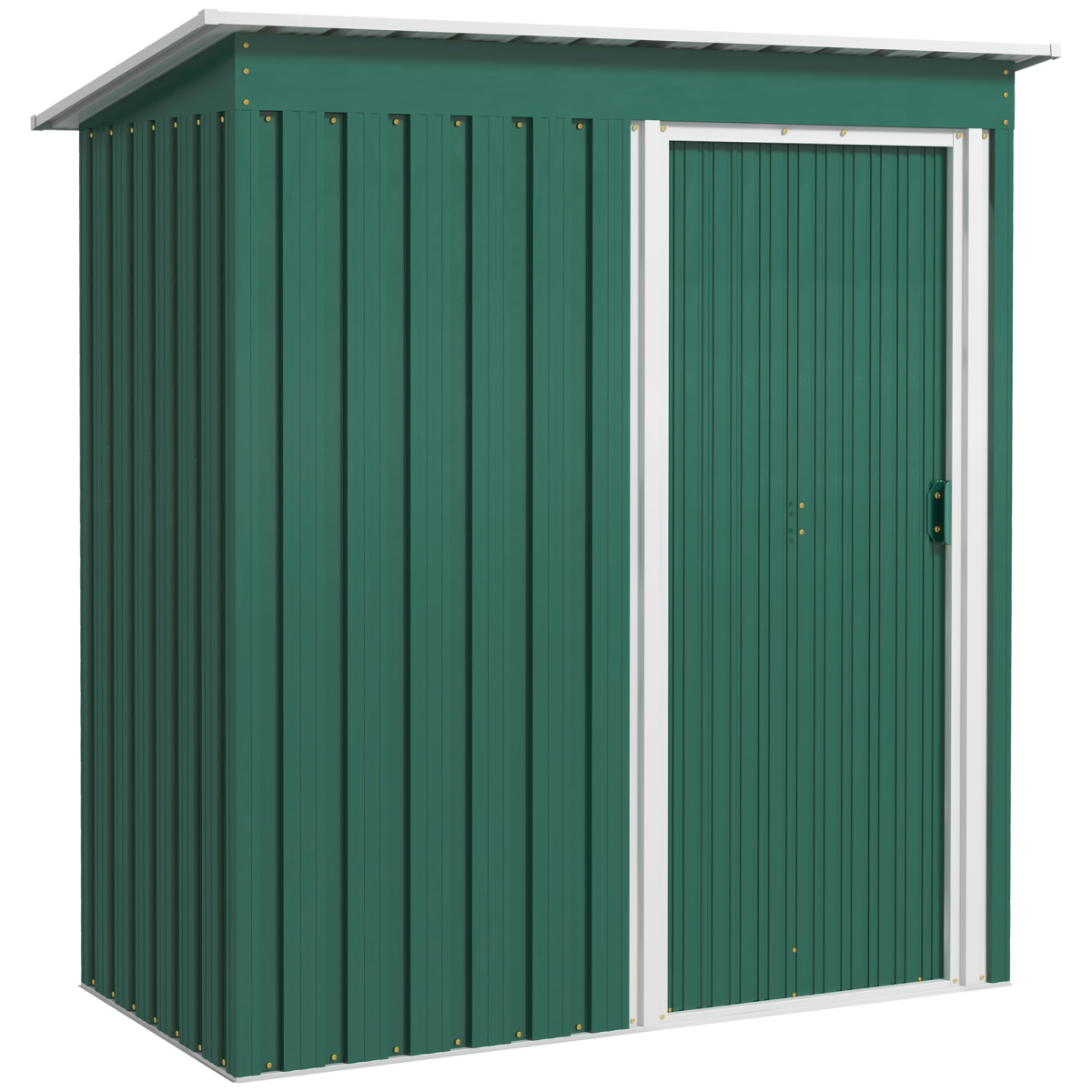 Garden Storage Shed Sliding Door Sloped Roof Tool Green 5 x 3ft