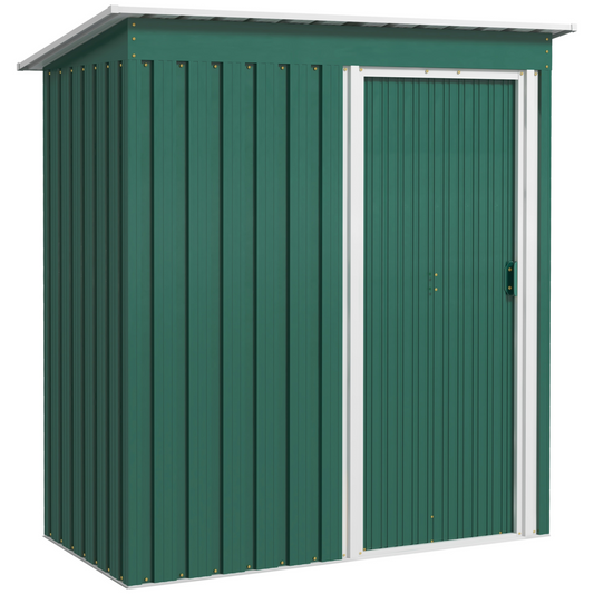 Garden Storage Shed Sliding Door Sloped Roof Tool Green 5 x 3ft