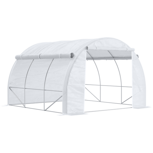 Polytunnel Greenhouse Pollytunnel Tent w/ Steel Frame White 3 x 3 x 2 m