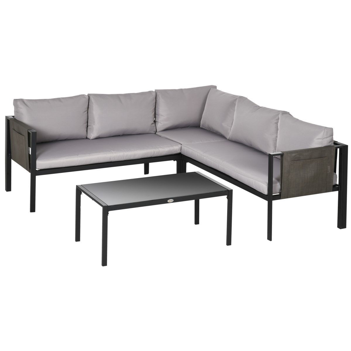 Garden Furniture Set w/ Breathable Mesh Pocket, Light Grey 4 Piece