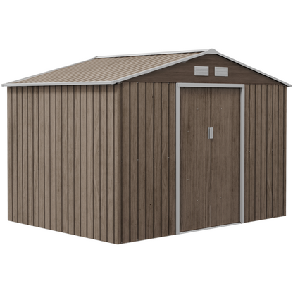 9 x 6ft Metal Garden Storage Shed Light Brown