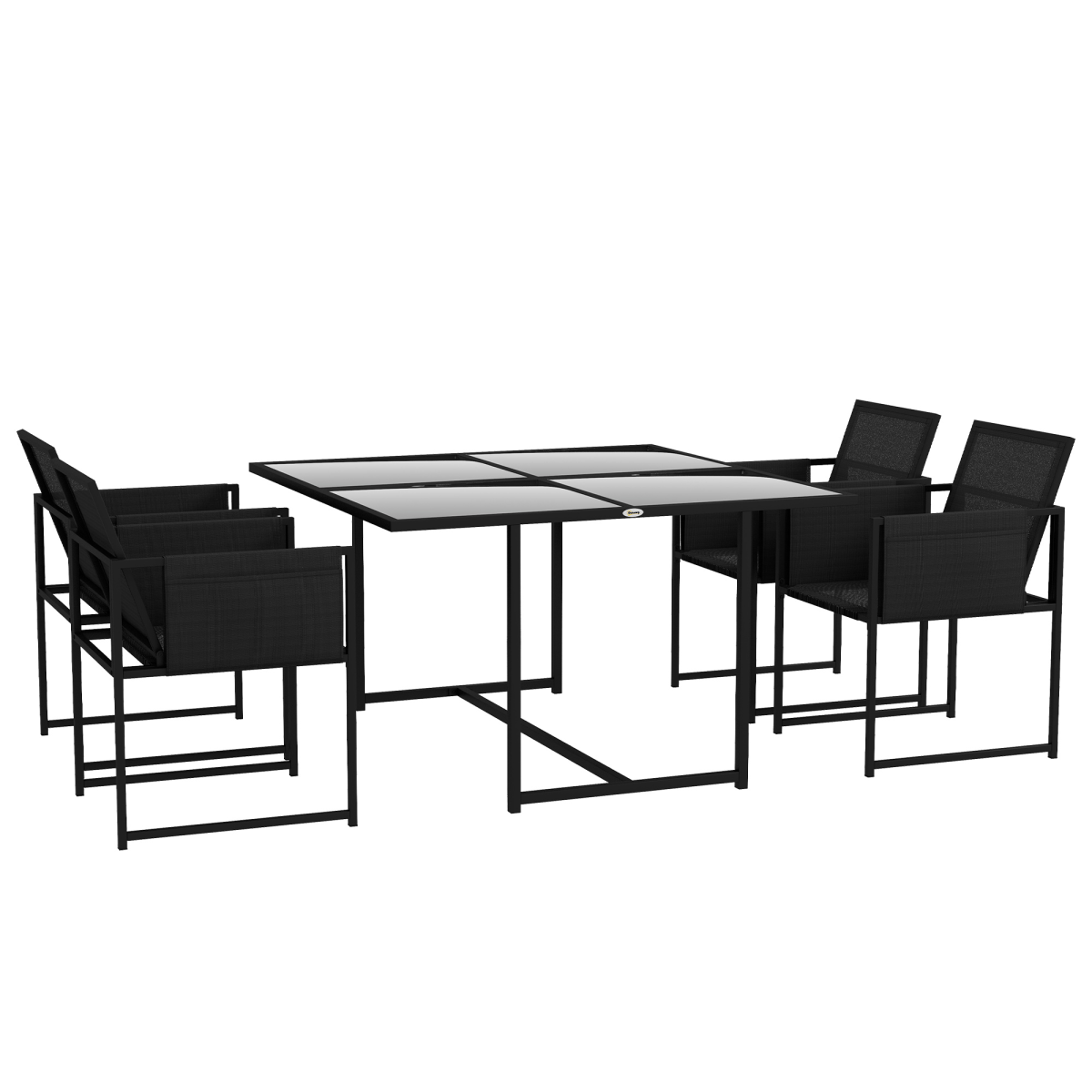Outdoor Table and Chairs with Adjustable Backrest for Garden 4 Seater