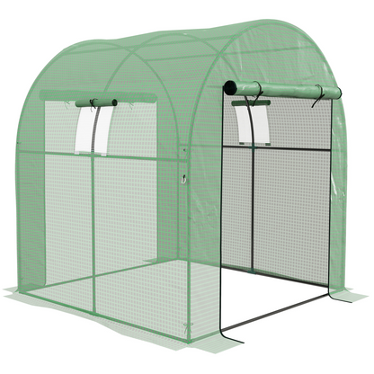 Polytunnel Greenhouse with Doors and Mesh Windows 1.8 x 1.8 x 2m