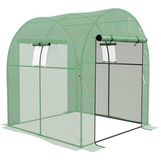 Polytunnel Greenhouse with Doors and Mesh Windows 1.8 x 1.8 x 2m
