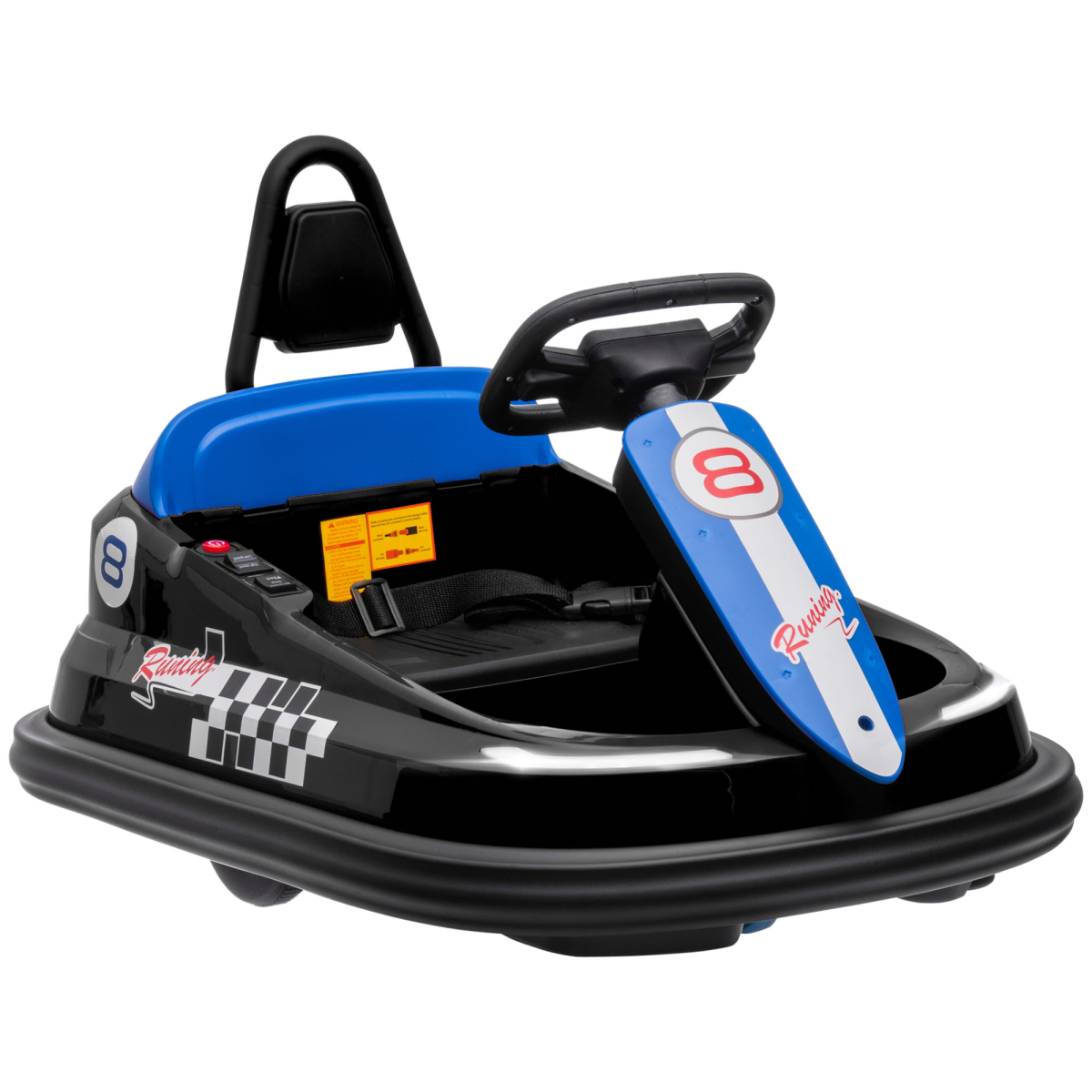 Kids Bumper Car, 360-Degree Rotation Waltzer Car w/ 2 Speeds - Black 6V