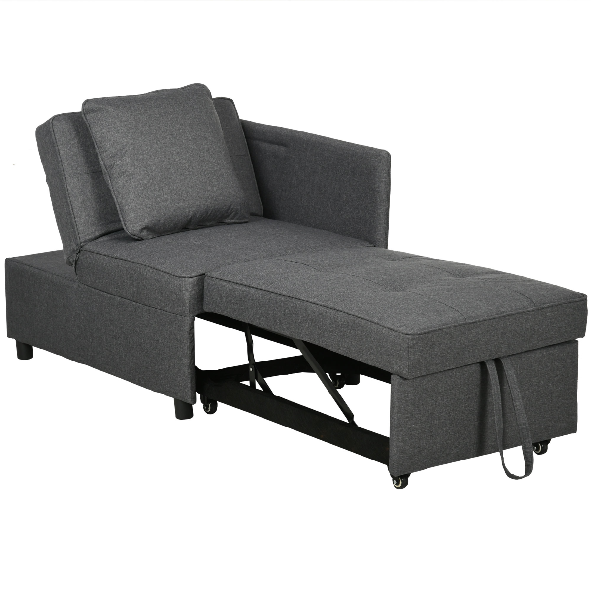Folding Sleeper Sofa Bed Chair with Pillows, Pocket, Grey