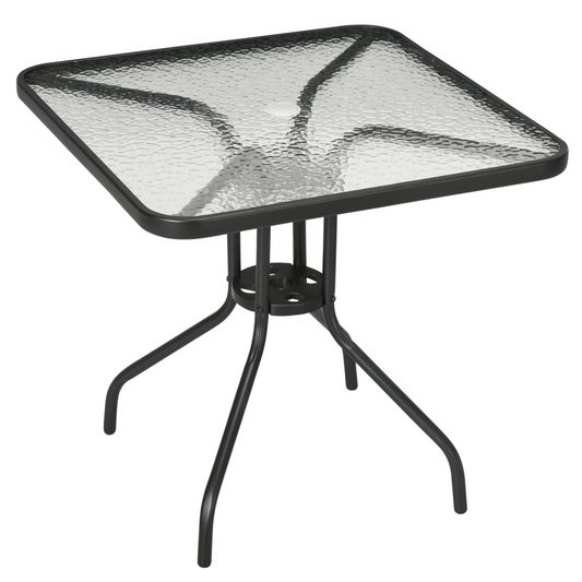 Square Patio Table, Tempered Glass Top Garden Dining Table 76 x 76cm