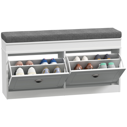 Shoe Storage Bench with Seat Cushion Cabinet Organizer with 2 Drawers