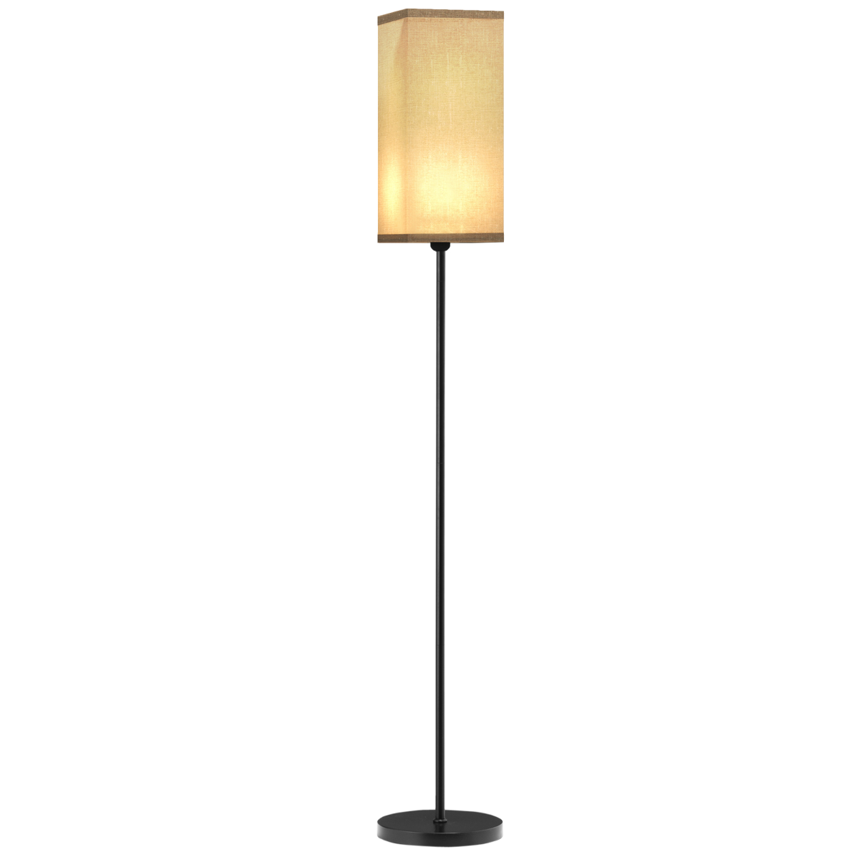 Standing Floor Lamp with Linen Shade for Living Room, Bedroom, Black