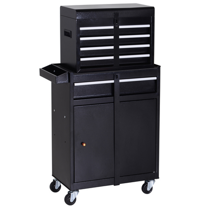 Steel 4-Drawer Duo-Door Rolling Tool Cabinet Tool Chest On Wheels Black