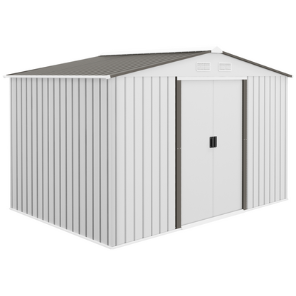 9 x 6ft Metal Garden Storage Shed Silver