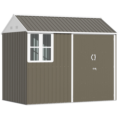8 x 6ft Metal Garden Shed Grey