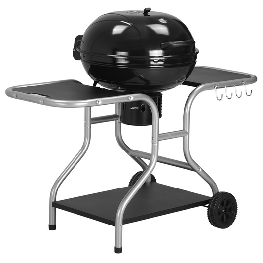 Garden Charcoal Trolley Barbecue Gril lW/Wheels-Black