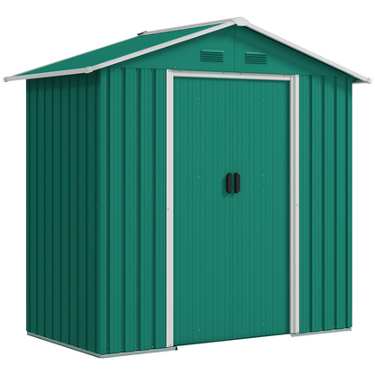 6.5x3.5ft Metal Garden Shed for Garden and Outdoor Storage, Green