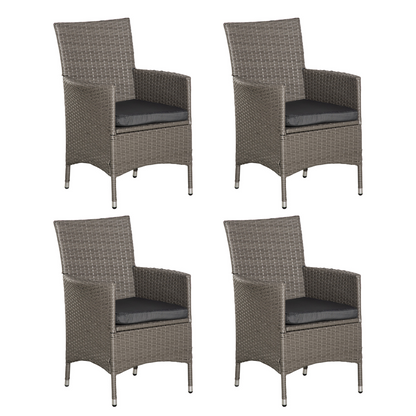 4PC Outdoor Rattan Armchair Wicker Dining Chair Set for Garden Grey