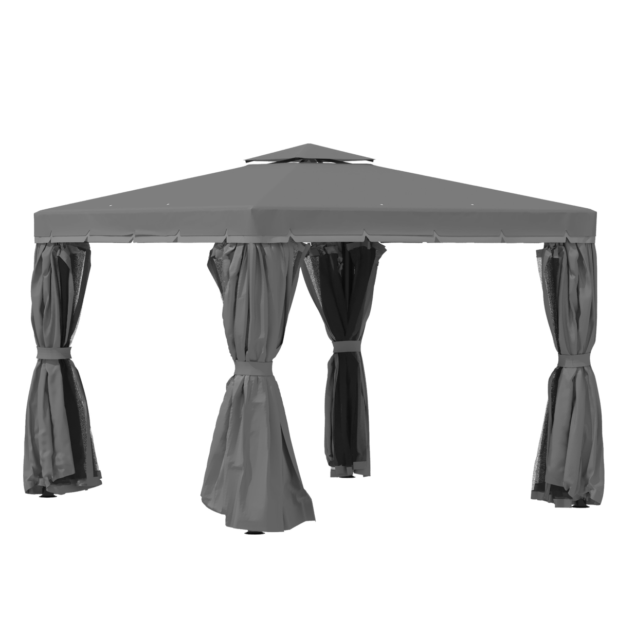 Gazebo Canopy 2 Tier Roof Mosquito Net Aluminum,