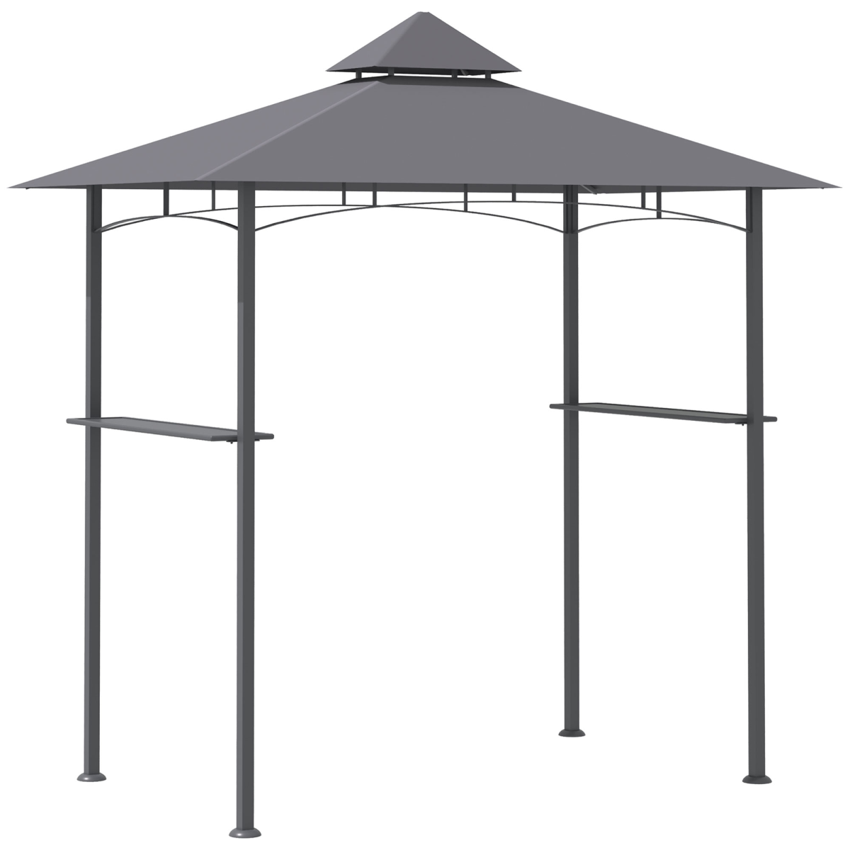 Double-Tier BBQ Gazebo Grill Canopy Barbecue Grey 2.5M 8ft