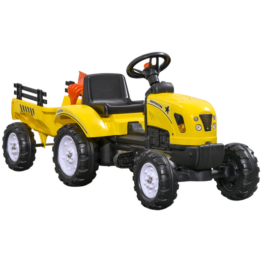 Pedal Go Kart Ride on Tractor with Shovel & Rake Four Wheels Child Toy