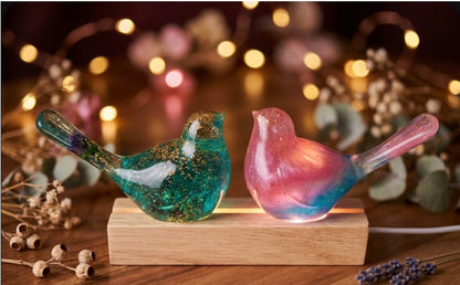 Handmade Resin Bird Pair LED Night Light