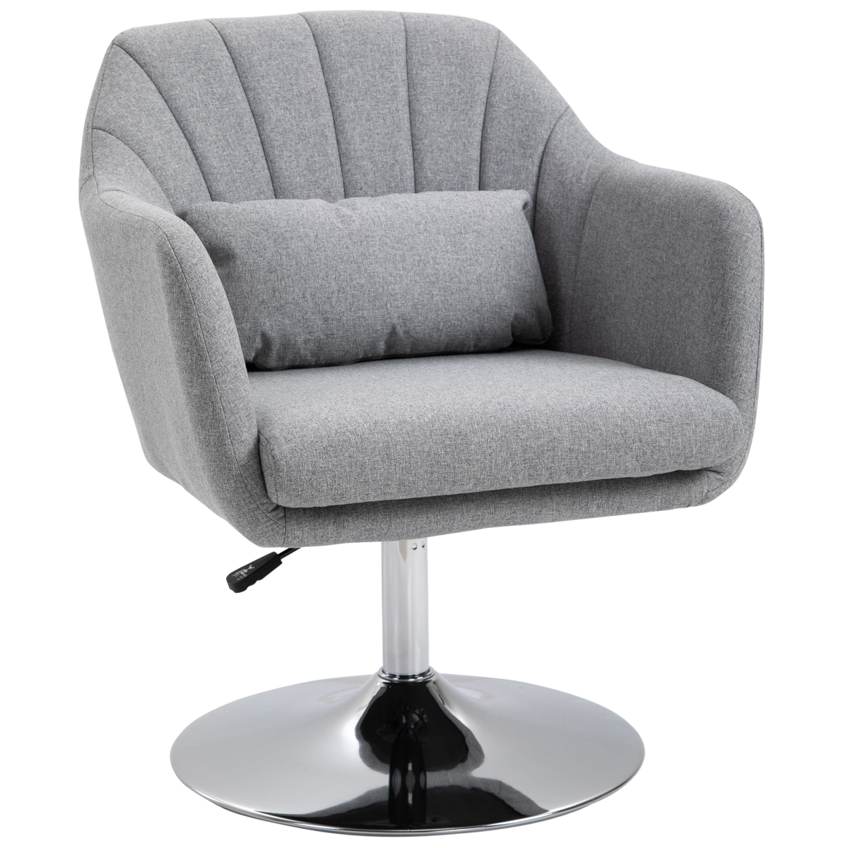 Stylish Retro Linen Swivel Tub Chair Steel Frame Cushion Seat Light Grey