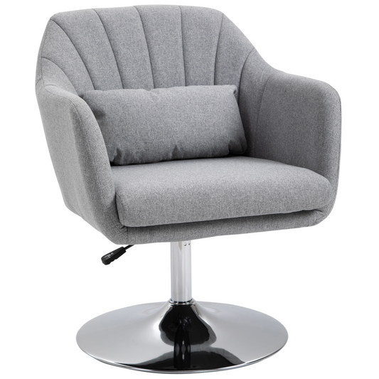 Stylish Retro Linen Swivel Tub Chair Steel Frame Cushion Seat Light Grey
