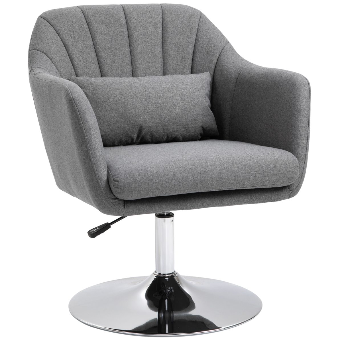 Stylish Retro Linen Swivel Tub Chair Steel Frame Cushion Seat Dark Grey