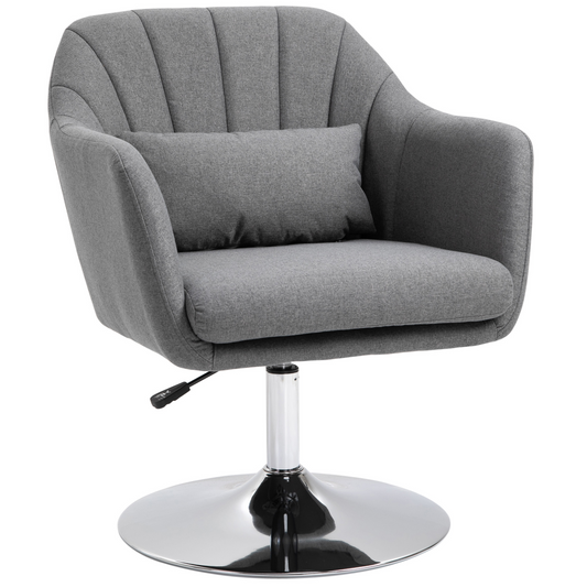Stylish Retro Linen Swivel Tub Chair Steel Frame Cushion Seat Dark Grey